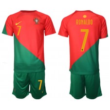 Portugal Cristiano Ronaldo #7 Hjemmedraktsett Barn VM 2022 Kortermet (+ korte bukser)